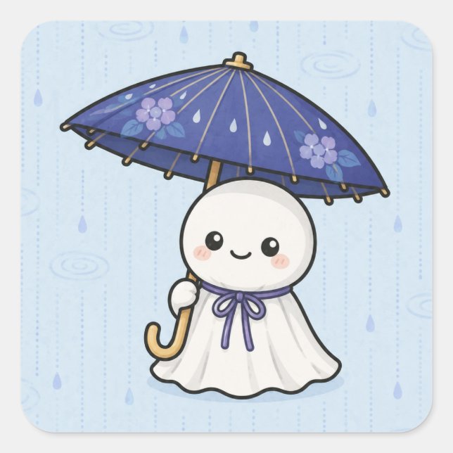 Rainy Teru Teru Bozu Square Sticker (Front)