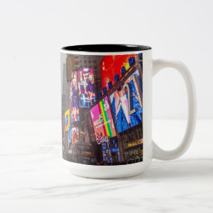 Rainy Times Square Two-Tone Coffee Mug