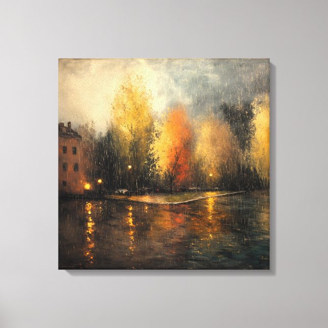 Rainy town abstract Ai art Canvas Print (Front)