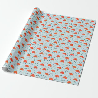 Rainy Umbrellas: Watercolor Autumn Drops Wrapping Paper