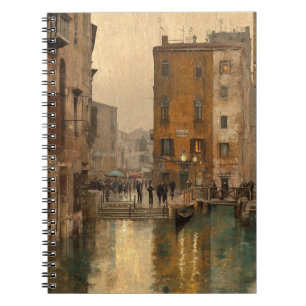 Rainy Venice Canal Street Scene Notebook