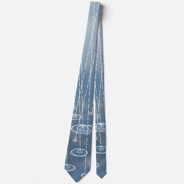 Rainy Weather Blue Art Tie (Rainy weather art blue neck tie)