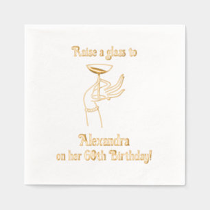Raise a Glass Birthday Anniversary Party Foil Napkins