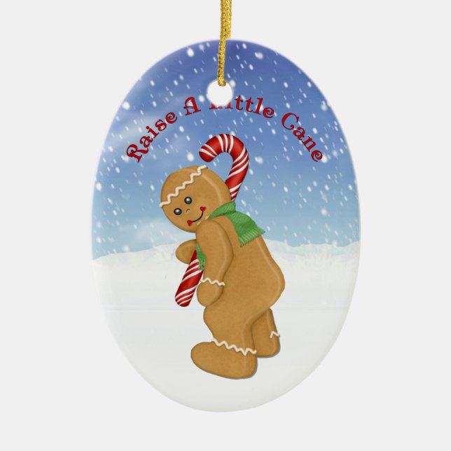 Raise A Little Cane Humour Ceramic Tree Decoration (Front)