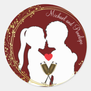 Raise a Toast to the Happy Couple Elegance Classic Round Sticker