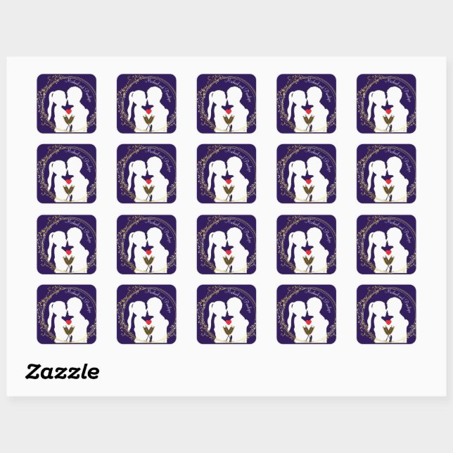 Raise a Toast to the Happy Couple Elegance    Square Sticker (Sheet)