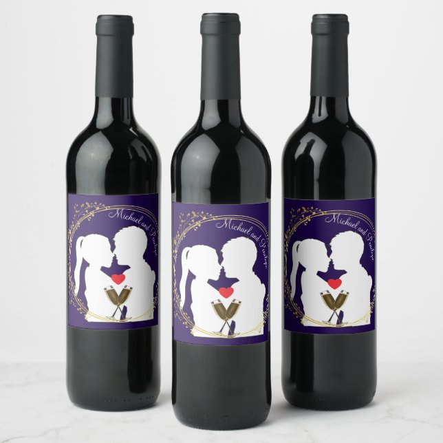 Raise a Toast to the Happy Couple Elegance      Wi Wine Label (Bottles)
