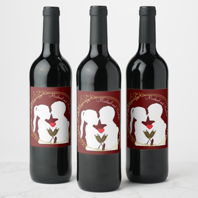 Raise a Toast to the Happy Couple Elegance      Wine Label (Bottles)