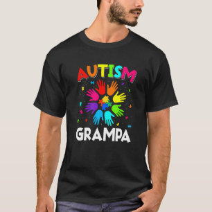 Raise Hand Autism Awareness Grampa Family Support T-Shirt