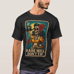 Raise Hell Skeleton Waitress Retro T-Shirt