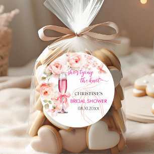 Raise the Glass She's Tying The Knot Bridal Shower Classic Round Sticker