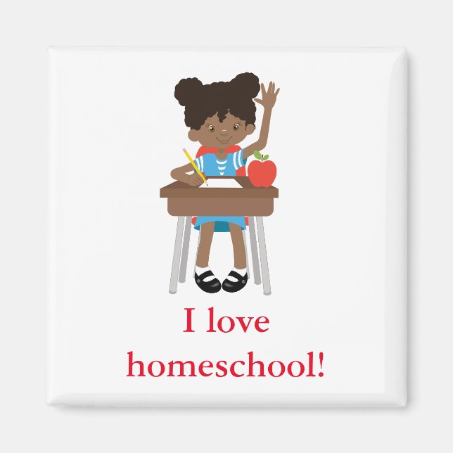 Raise your hand homeschool girl magnet (Front)