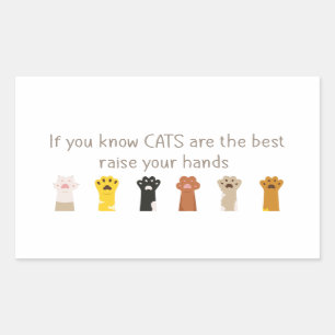 Raise Your Hands Cats Are Best Fun Quote   Rectangular Sticker