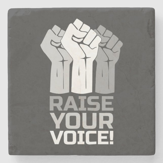 Raise Your Voice 3 W Stone Coaster (Front)