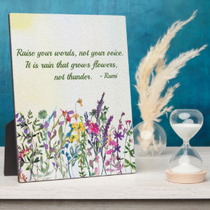 Raise Your Words Quote Watercolor Wildflowers Plaque