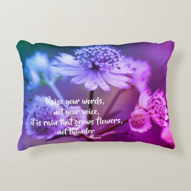 Raise Your Words Rumi Inspirational Quote  Decorative Cushion (Front)