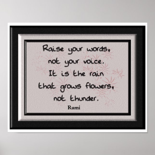 Raise your words -Rumi quote -art print (Front)