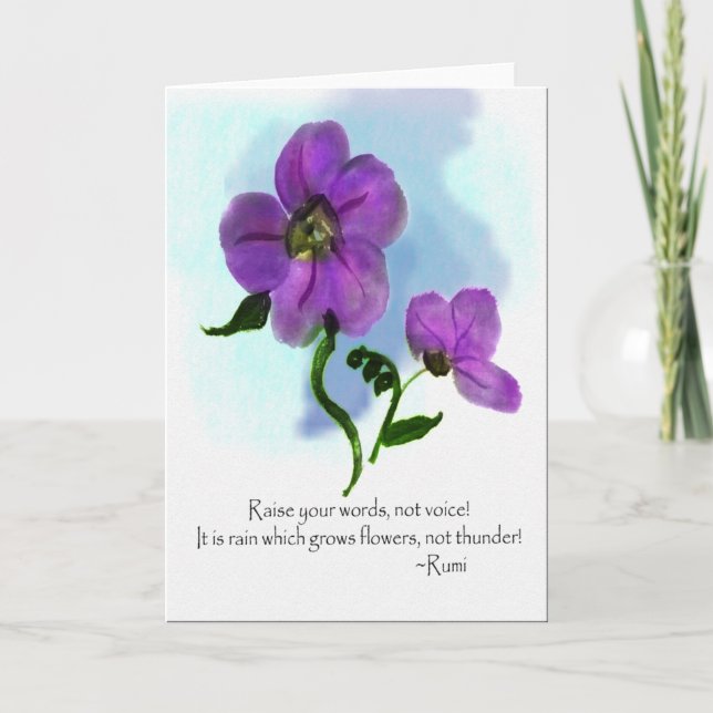 Raise your words Rumi Watercolor Greeting Card (Front)