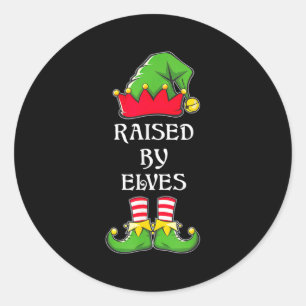 Raised By Elves Funny Christmas Family Elves Squad Classic Round Sticker