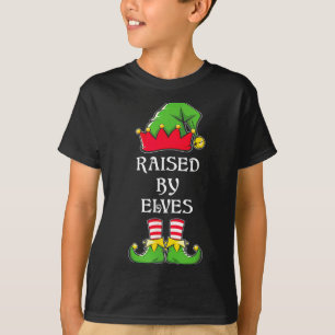 Raised By Elves Funny Christmas Family Elves Squad T-Shirt
