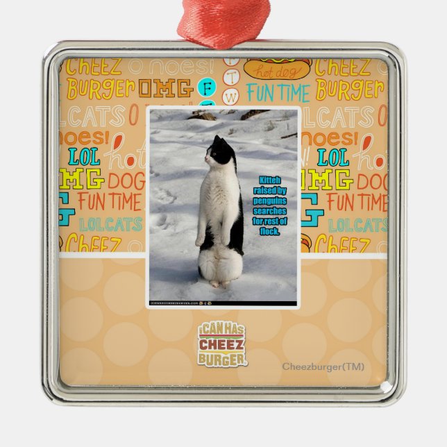 Raised by Penguins Metal Tree Decoration (Front)