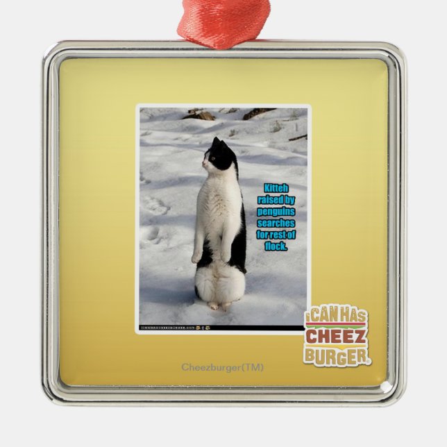 Raised by Penguins Metal Tree Decoration (Front)