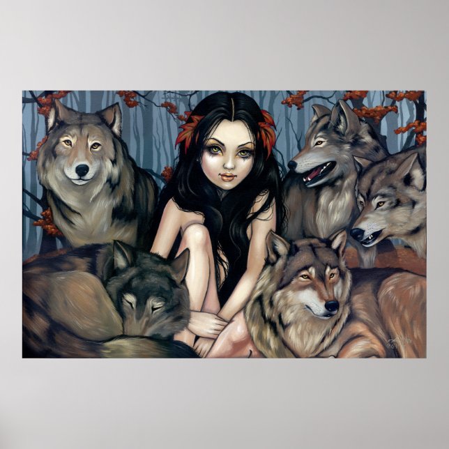 Raised by Wolves fantasy wolf dog Art Print (Front)