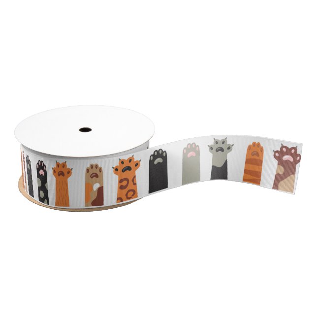 Raised Cat Paws Grosgrain Ribbon (Spool)