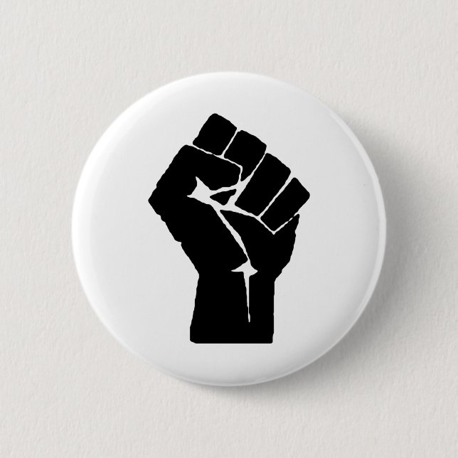 Raised Clenched Fist 6 Cm Round Badge (Front)