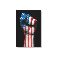 Raised Clenched Fist with American Flag