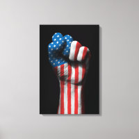 Raised Clenched Fist with American Flag