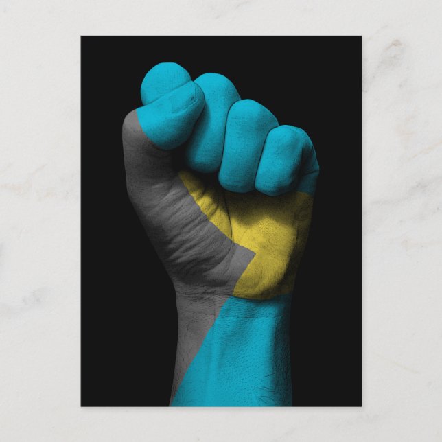 Raised Clenched Fist with Bahamas Flag Postcard (Front)