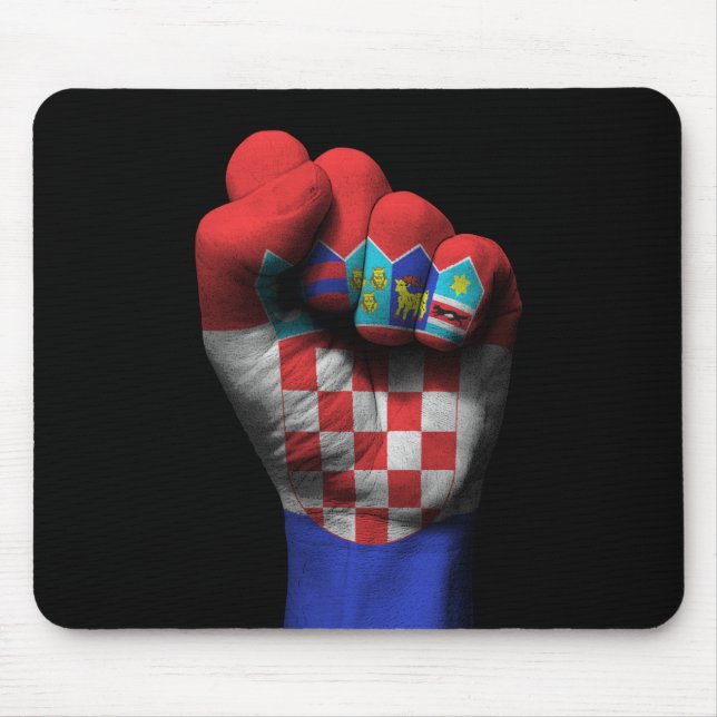 Raised Clenched Fist with Croatian Flag Mouse Mat (Front)