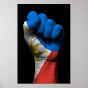 Raised Clenched Fist with Filipino Flag Poster