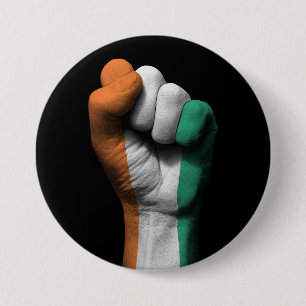 Raised Clenched Fist with Ivory Coast Flag 7.5 Cm Round Badge