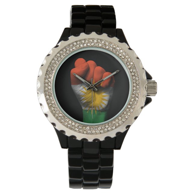 Raised Clenched Fist with Kurdish Flag Watch (Front)