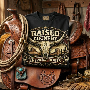 Raised Country American Roots Vintage Western T-Shirt