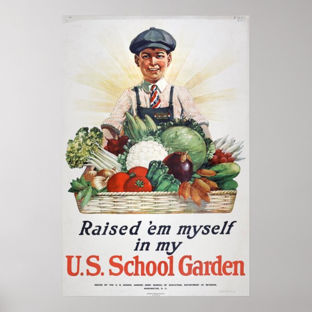 Raised 'Em Myself in My U.S. School Garden - 1919 Poster (Front)