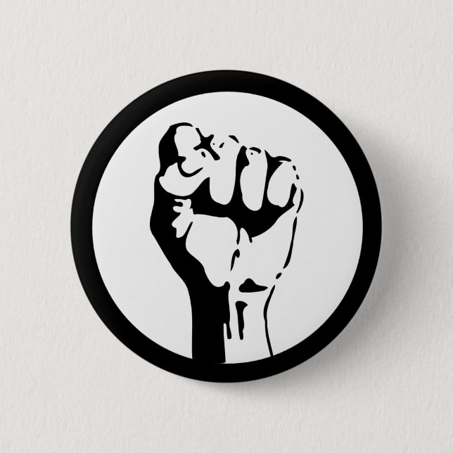 Raised Fist 6 Cm Round Badge (Front)