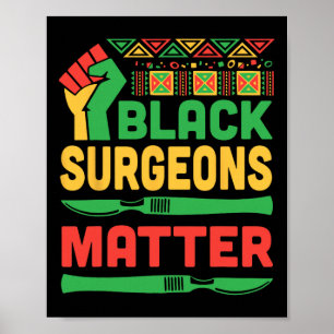 Raised Fist Heartbeat Black Surgeons Problem Healt Poster