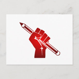 Raised Fist Holding Pencil Postcard