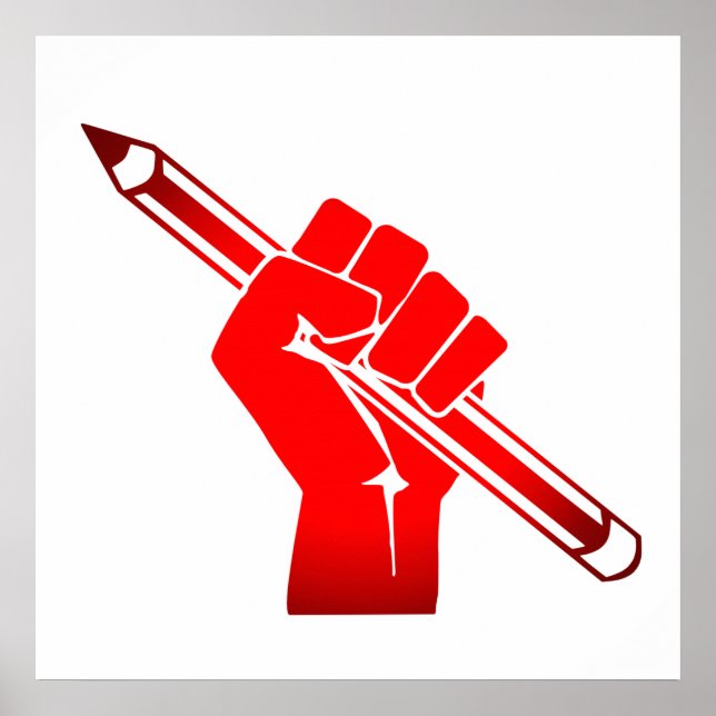 Raised Fist Holding Pencil Poster (Front)