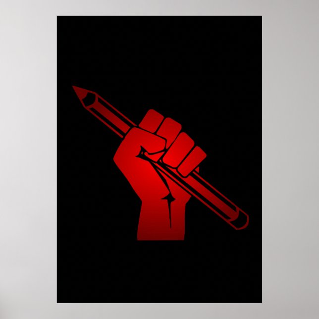 Raised Fist Holding Pencil Poster (Front)