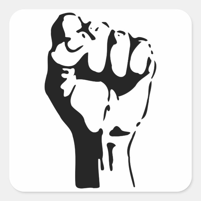 Raised Fist of Defiance/Resistance Square Sticker (Front)