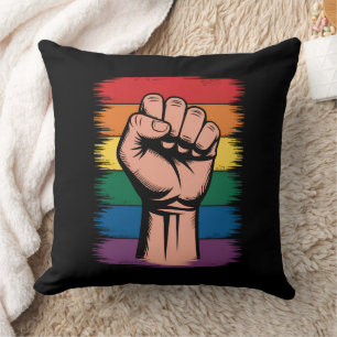 Raised Fist Pride Rainbow LGBTQ Support Rights Cushion