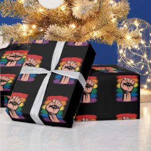 Raised Fist Pride Rainbow LGBTQ Support Rights Wrapping Paper