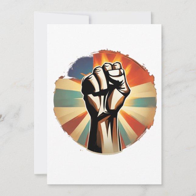 RAISED FIST SERIES - retro badge Holiday Card (Front)