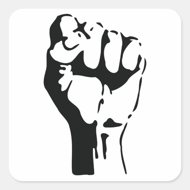 raised fist square sticker (Front)