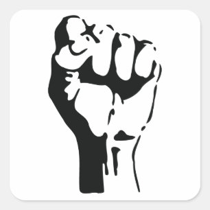 raised fist square sticker