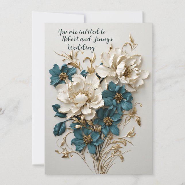 Raised Floral Wedding  Invitation (Front)